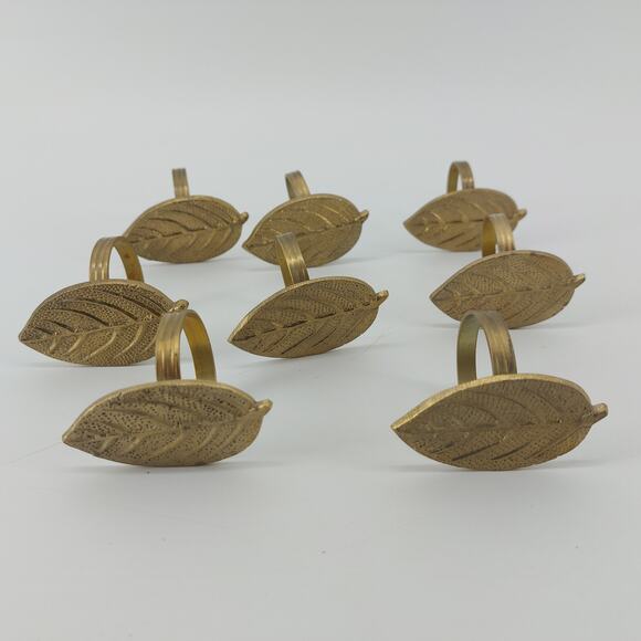 Unbranded Other - Leaves Napkin Ring Holders Brass Harvest Fall Gold Tone Thanksgiving Set of 8